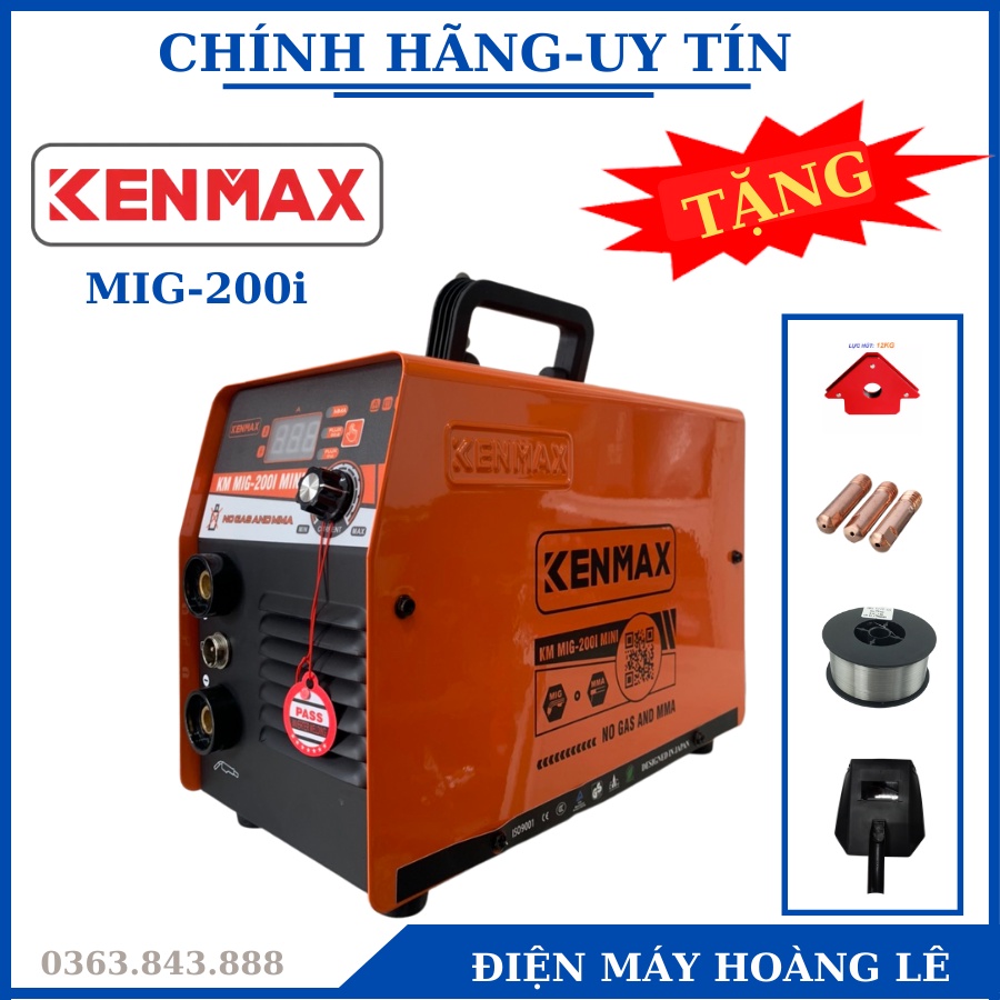 Máy hàn MIG không dùng khí KENMAX - SASUKE 200I thế hệ mới 2022 dây mig rời dài 2.8m cao cấp, mic hai chức năng