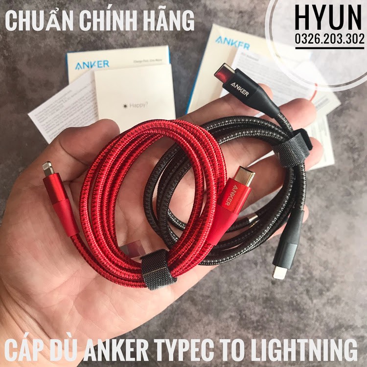 Cáp Dù ANKER PowerLine+ II UsbC to Lightning - Chính Hãng
