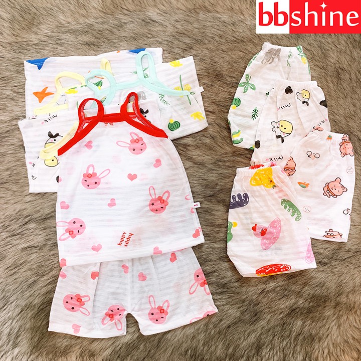 Bộ 2 dây bé gái, đồ bé gái chất sợi tre mát mẻ cho bé 2-15kg chất thun sợi tre co giãn đủ họa tiết BBShine – BVN047