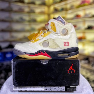 Giày air jordan 5 x off-white " sail"