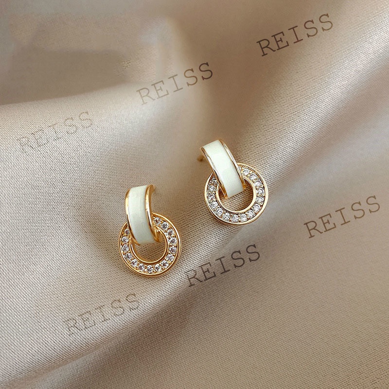 Bông Tai Mạ Bạc 925 Kiểu Hình Học Đơn Giản Phong Cách Retro Hàn Quốc Thời Trang