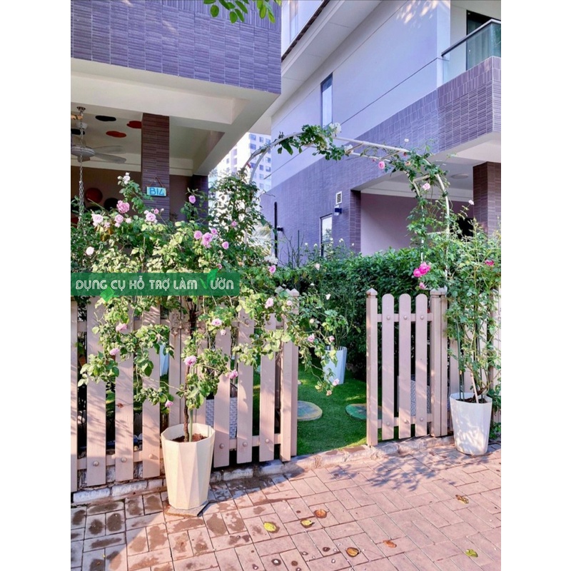Khung vòm cổng cổng hoa trồng hồng  cao 225cm chiều sâu 31cm 2 màu trắng đen