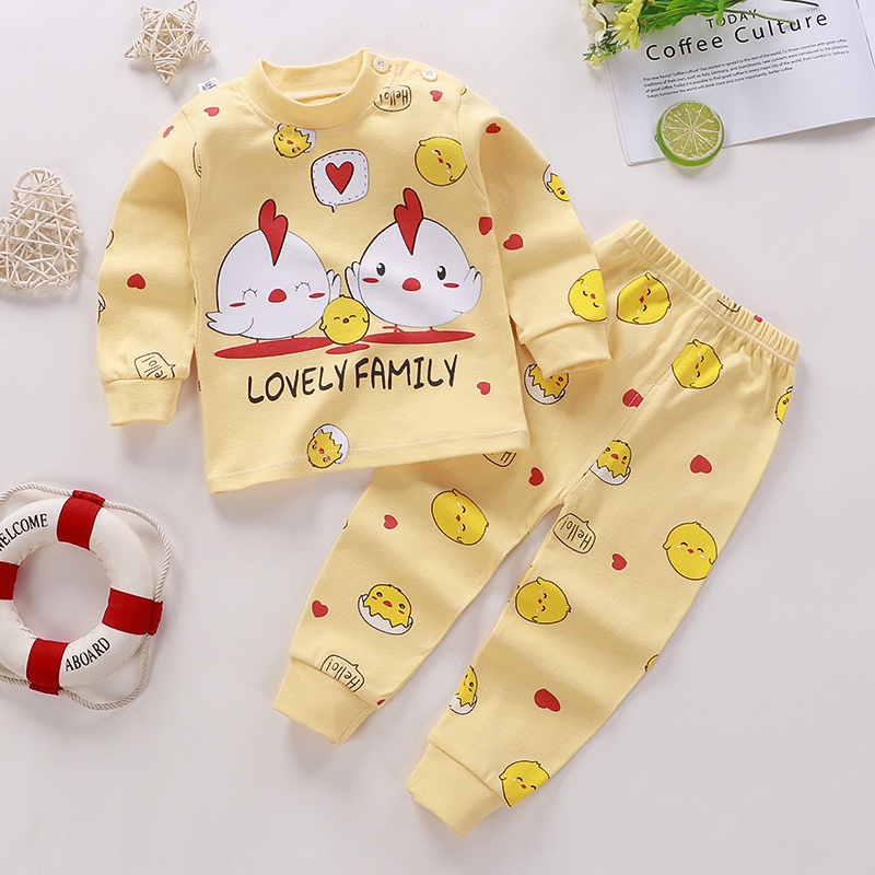 Bộ Đồ Ngủ Vải Cotton Họa Tiết Chấm Bi Hoạt Hình Thời Trang Mùa Đông Cho Bé Sơ Sinh