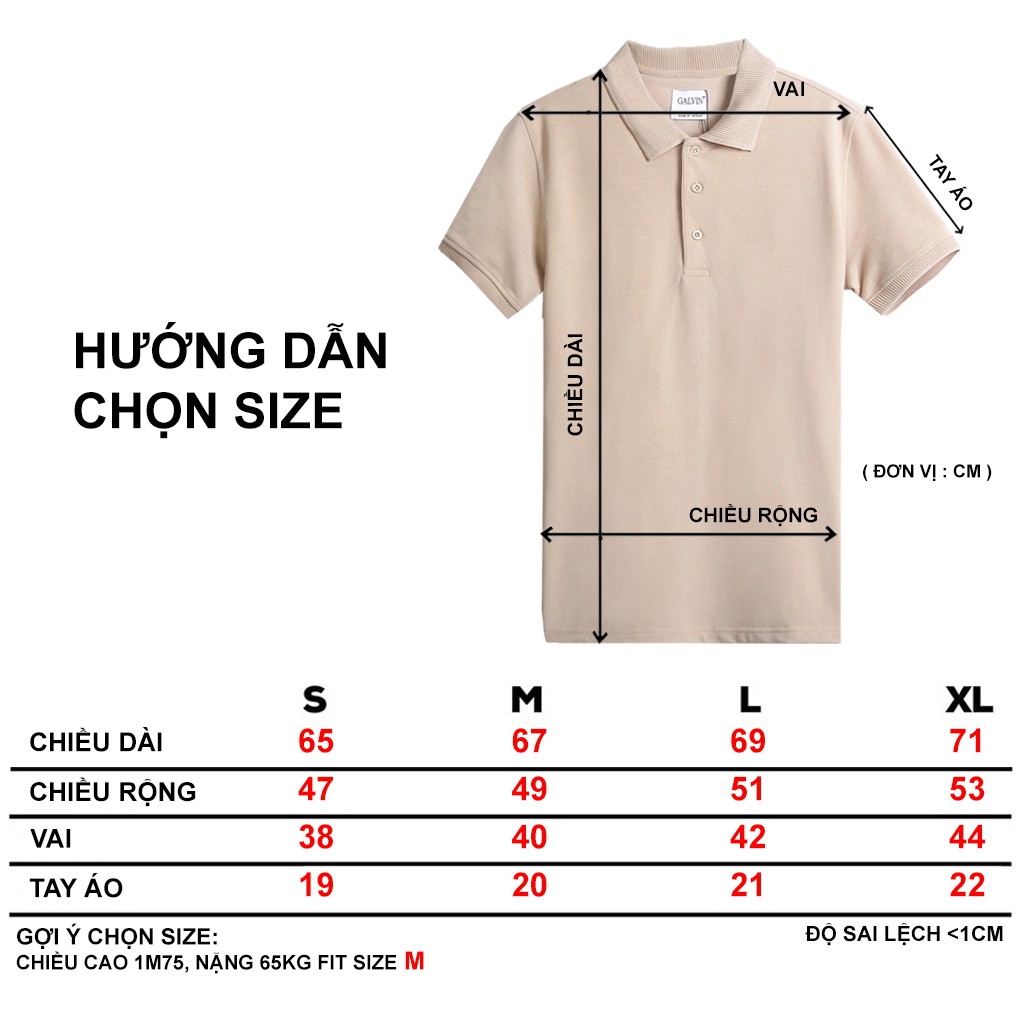 Áo thun polo Galvin cổ bẻ bo dệt kim chất cotton cá sấu co giãn PLGV12B | BigBuy360 - bigbuy360.vn