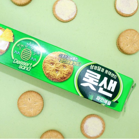 [LOTTE] BÁNH QUY NHÂN KEM DỨA NGUYÊN BẢN 105G - [롯데] 롯데샌드 오리지널 144G