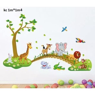 Decal dán tường thú qua cầu