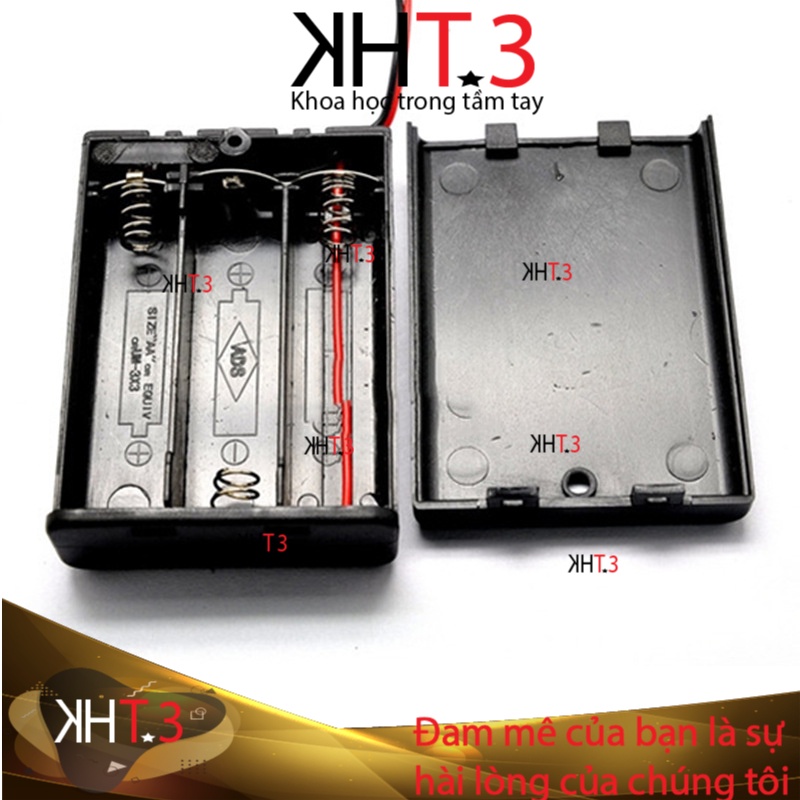 Đế pin tiểu AA có công tắc gạt, có nắp đậy, dây nối dài 3 cell