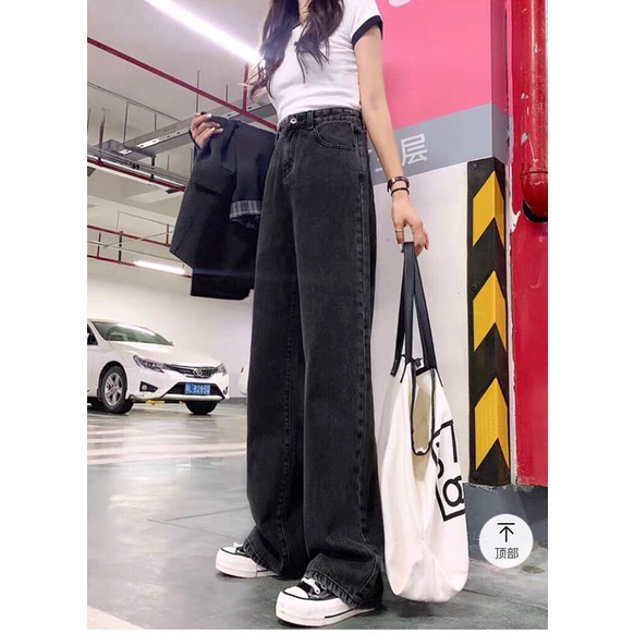 Quần jean bò ống suông rộng nữ lưng cao vải dày đẹp cao cấp hàng Quảng Châu phong cách Hàn Quốc style 2022-HAPONO-J034