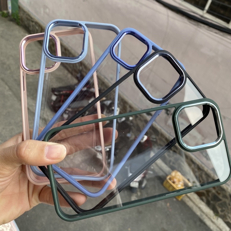 🌟 🌟Ốp lưng VIỀN VUÔNG X&M trong kính viền màu siêu đẹp iPhone 11 12 13 PRO MAX camera nhôm gờ cao siêu