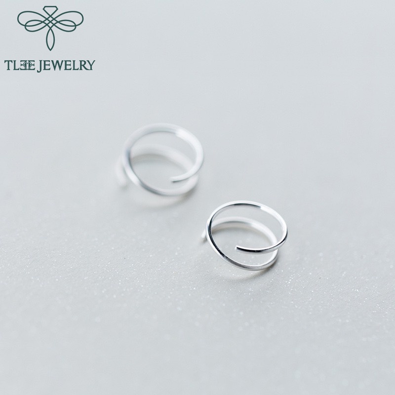 Khuyên tai bạc TLEE xoắn vòng basic cá tính TleeJewelry B0139