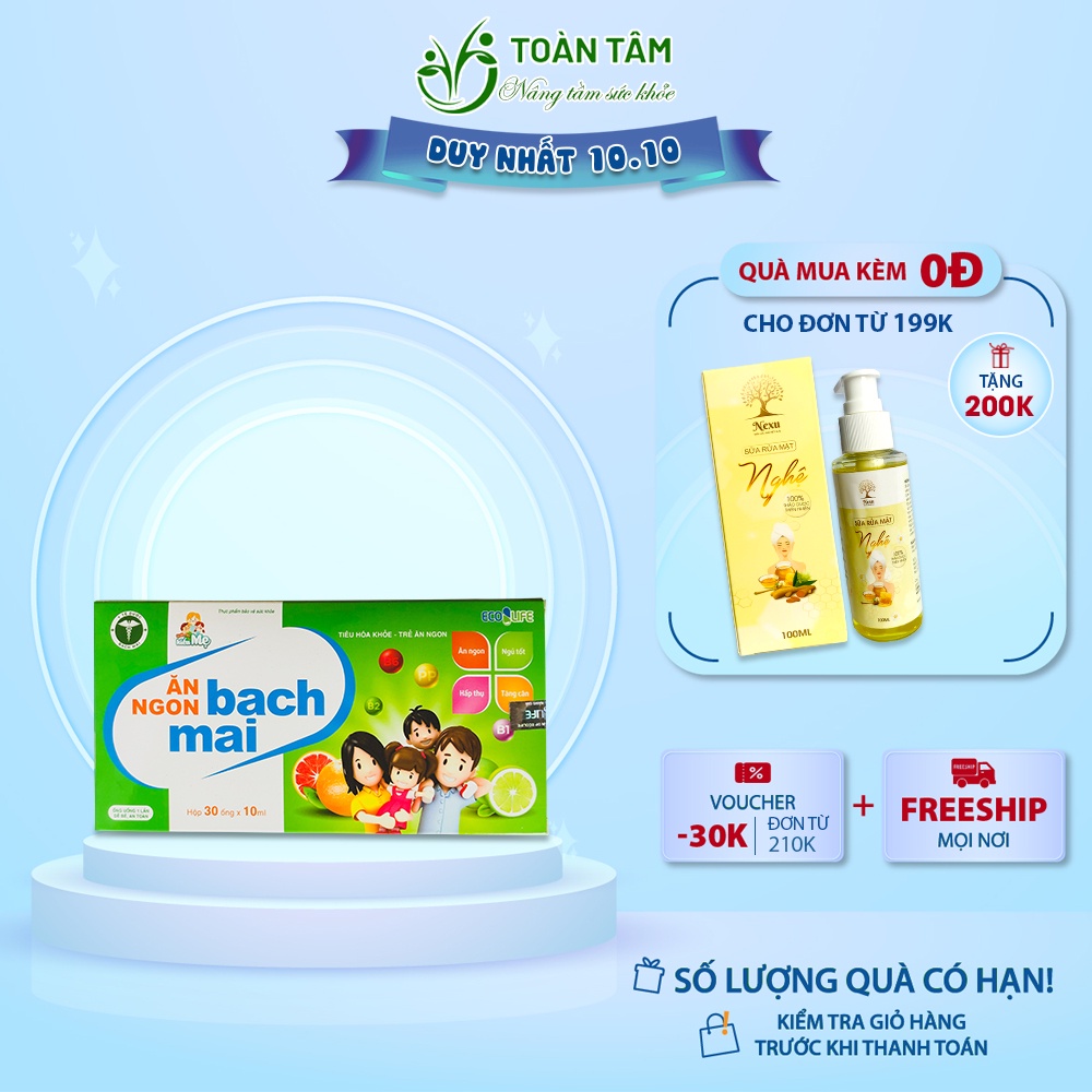 Siro ăn ngon Bạch Mai cho bé, siro ăn ngon dạng ống cho trẻ ăn ngon, ngủ ngon Toàn Tâm