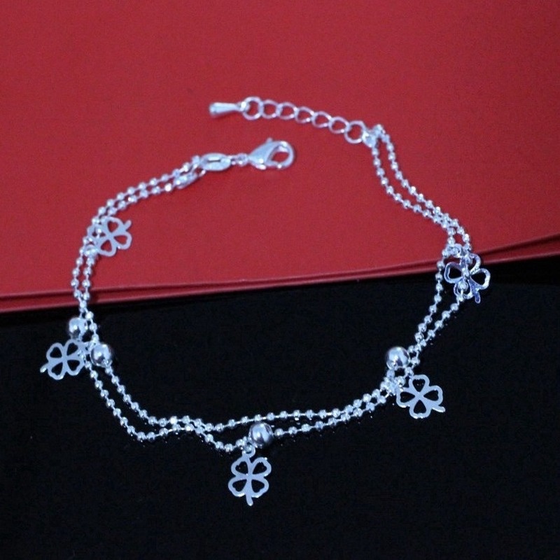 Vòng Đeo Tay Nhiều Lớp Hình Cỏ Bốn Lá Thời Trang Hàn Quốc Cho Nữ