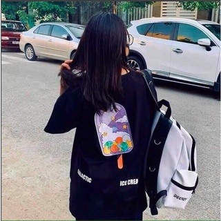 Áo phông, áo thun nam nữ form rộng tay lỡ unisex que kem vũ trụ từ 50-70kg