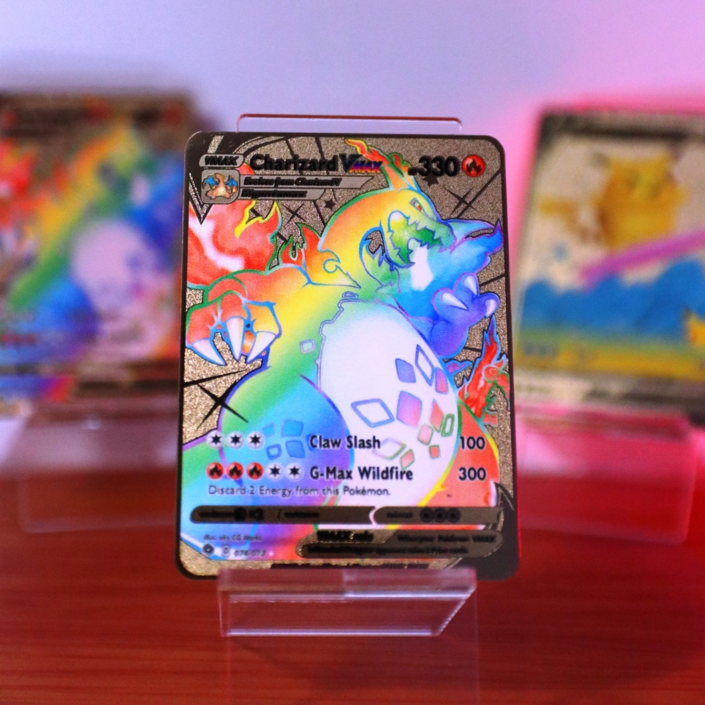 🌟GIÁ HỦY DIỆT🌟 Thẻ Bài Pokemon Kim Loại Pikachu Charizard Eevee Vmax V Vstar GX Shiny Rainbow Gold Rare Gigantamax