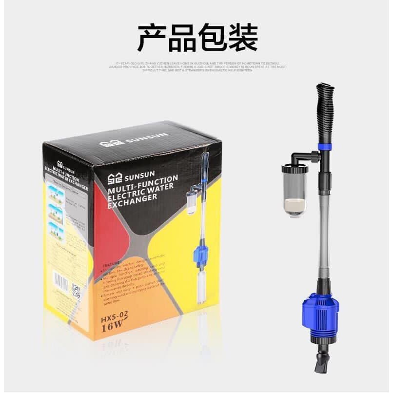Máy hút cặn vệ sinh hồ cá SUNSUN HXS-02 - Máy Hút phân, dụng cụ thay nước hồ cá tiện lợi