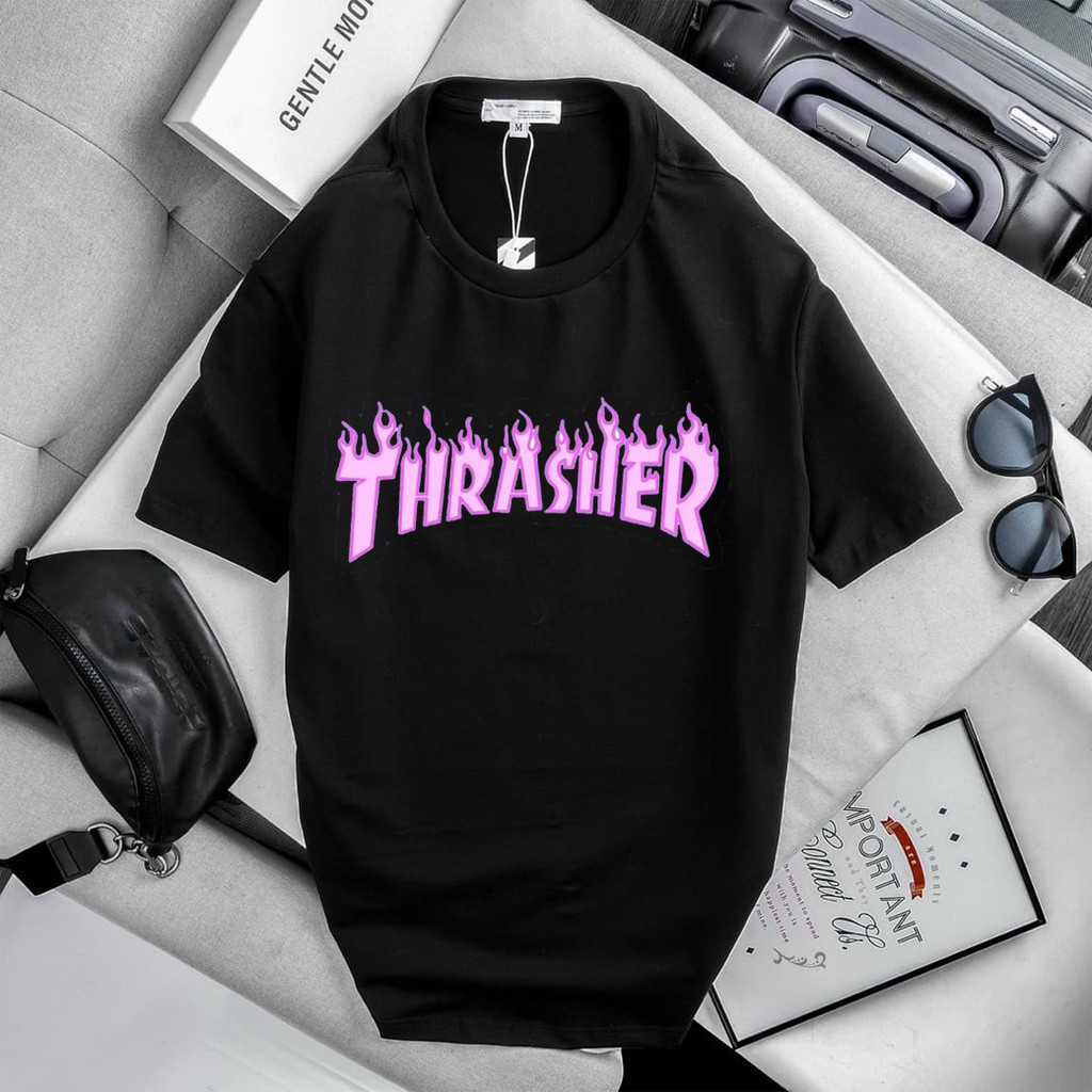 Áo thun phông Unisex nam nữ 2 màu Trắng Đỏ tay ngắn cổ tròn dáng ôm phối cực cá tính - BSIC06