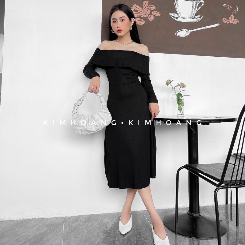 Đầm trễ vai body len tăm tay dài thiết kế - HÀNG THIẾT KẾ | BigBuy360 - bigbuy360.vn