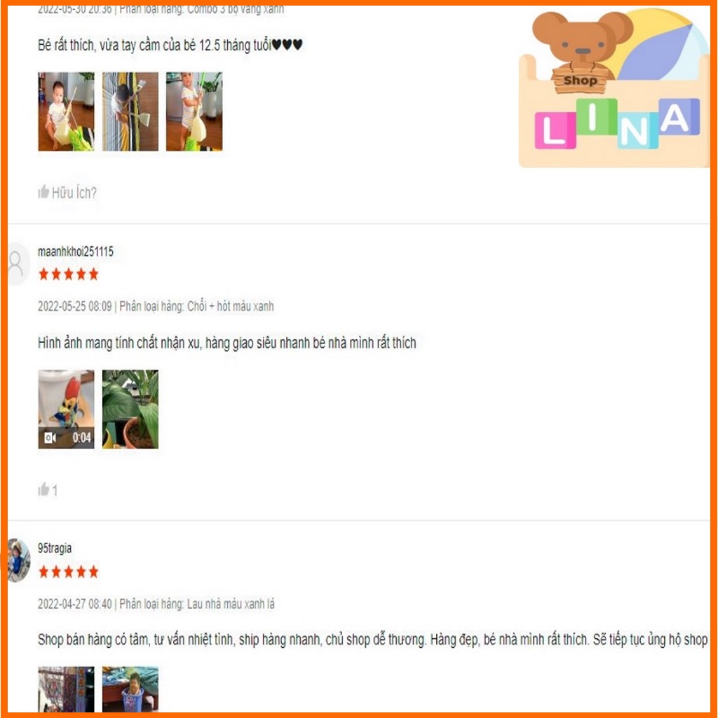 Bộ Chổi Hót Rác Và Cây Lau Nhà Cho Bé Thực Hành Cuộc Sống, Tránh Xa TV, Điện Thoại - LINA Kids