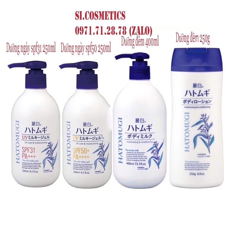 Sữa dưỡng thể làm trắng, chống nắng HATOMUGI SPF31 PA+++ 250ml Nhật