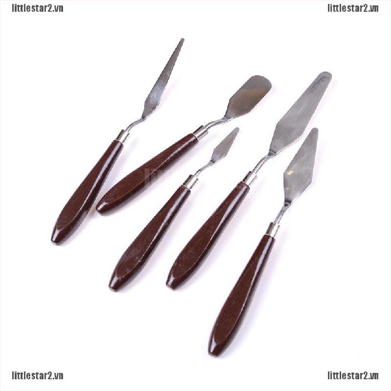 {MUV} 5pcs/Set Stainless Steel Spatula Palette Knife Painting Mixing Scraper Tools{CC}