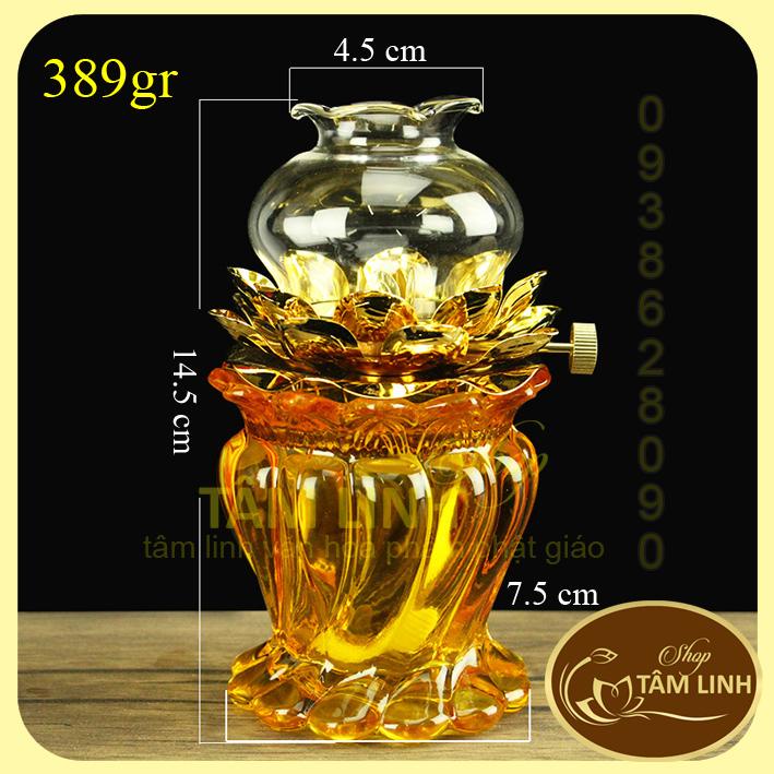 Đèn dầu thờ cúng hoa sen 033 cao 15 cm
