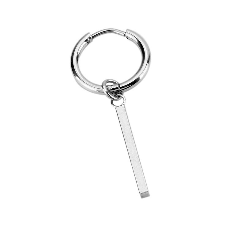 Khuyên Tai Tròn Hình Thanh Trụ Dài Unisex thép titan không gỉ - Bông tai Nam Nữ Cá Tính Chất (1 CHIẾC)