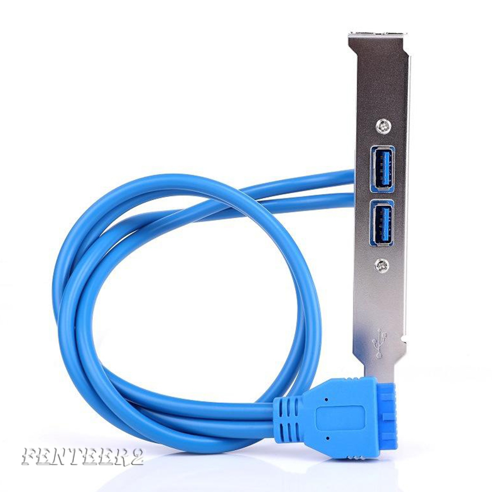 (Fenteer2 3c) Dual 2 Ports Usb 3.0 Back Panel To 20pin Header Cable With Bracket