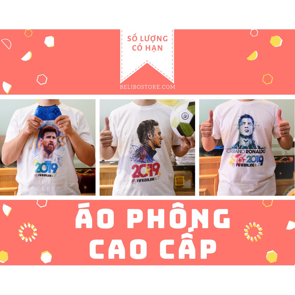 Áo thun cotton cao cấp ngắn tay in hình cầu thủ thể thao - Áo game bóng đá FiFa