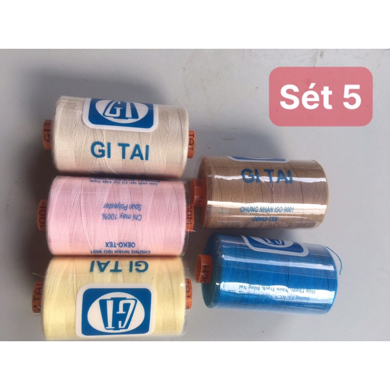 Sét 5 cuộn chỉ Gitai 900M 5 màu khác nhau