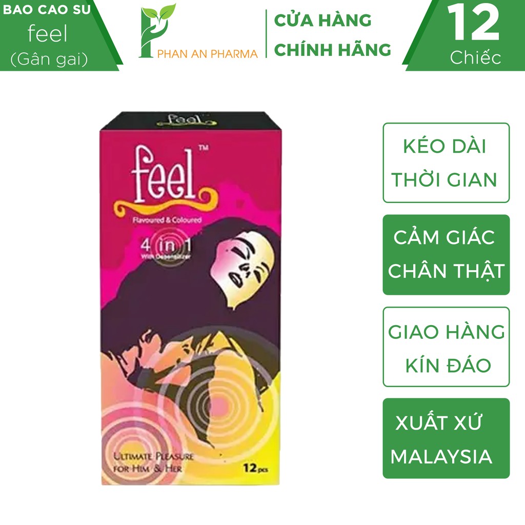 Bao Cao Su Feel 4 in 1 Gân gai Kéo dài thời gian hộp 12 chiếc - Phan An CN372