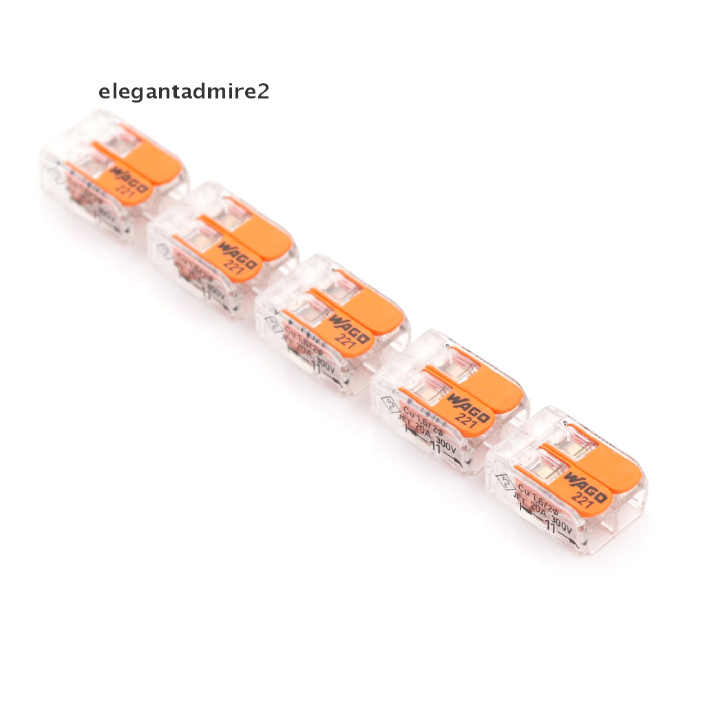 [gele] Hot 5Pcs Sale Wago 221-412 LEVER-NUTS 2 Conductor Compact Connector 10 PK Copper Wire Junction [ele]