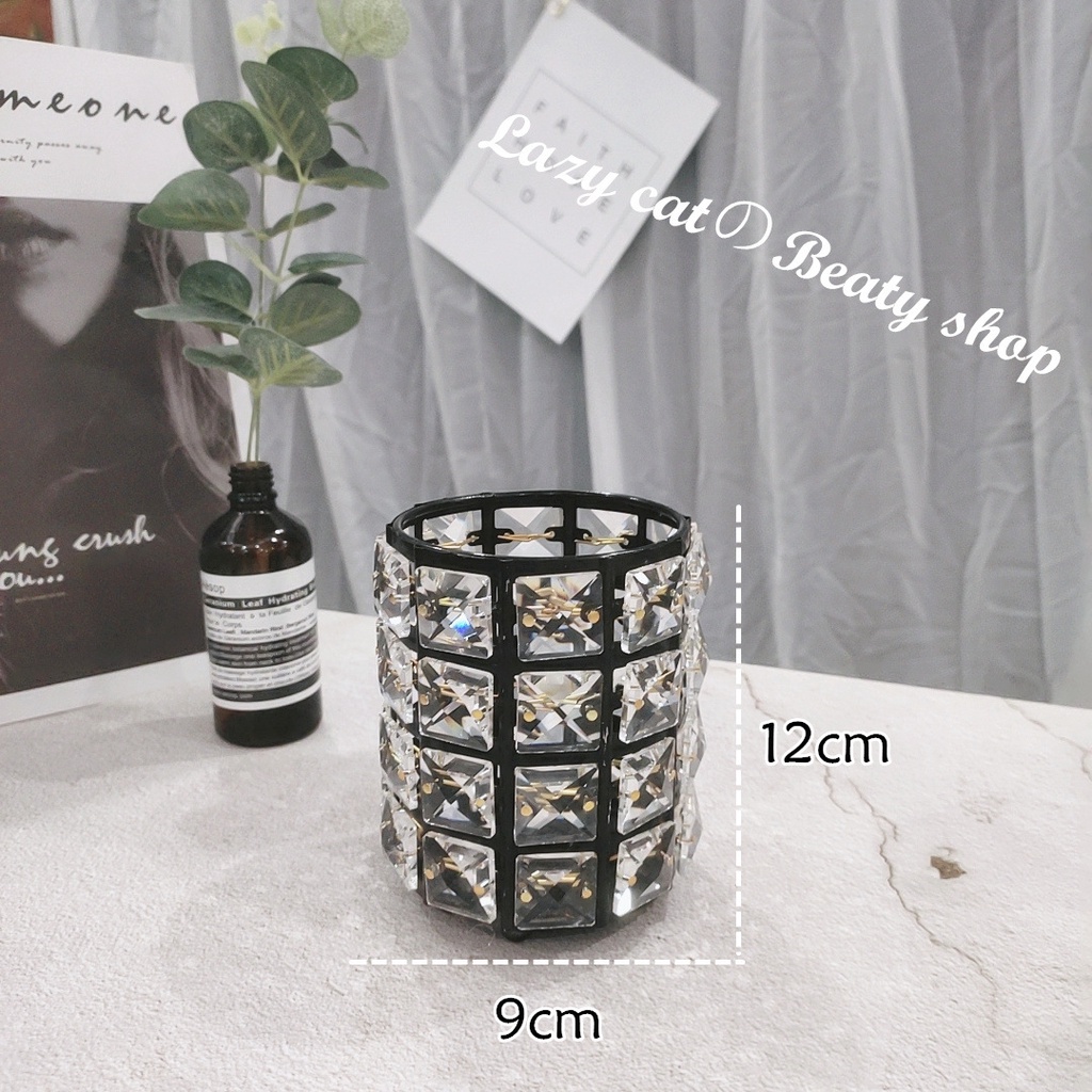 Cốc pha lê đựng cọ, dụng cụ làm nail, cọ make up