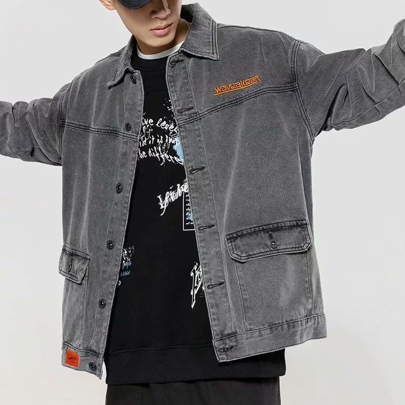 Áo khoác AOKANG denim dáng rộng thời trang xuân thu trẻ trung dành cho nam