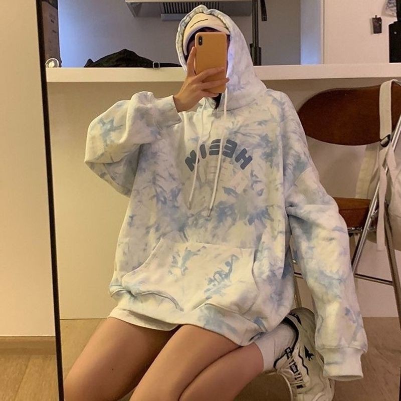 [Order] Áo Hoodie Loang xanh NIEEH ❤❤ Áo Basic Oversize thời trang