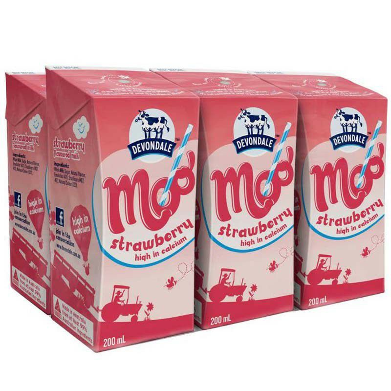 Sữa tươi vị dâu tây Devondale Moo Strawberry Milk 200ml x 24 hộp