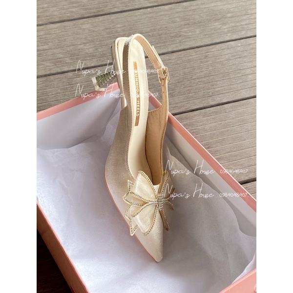 Giày cao gót nơ viền đá