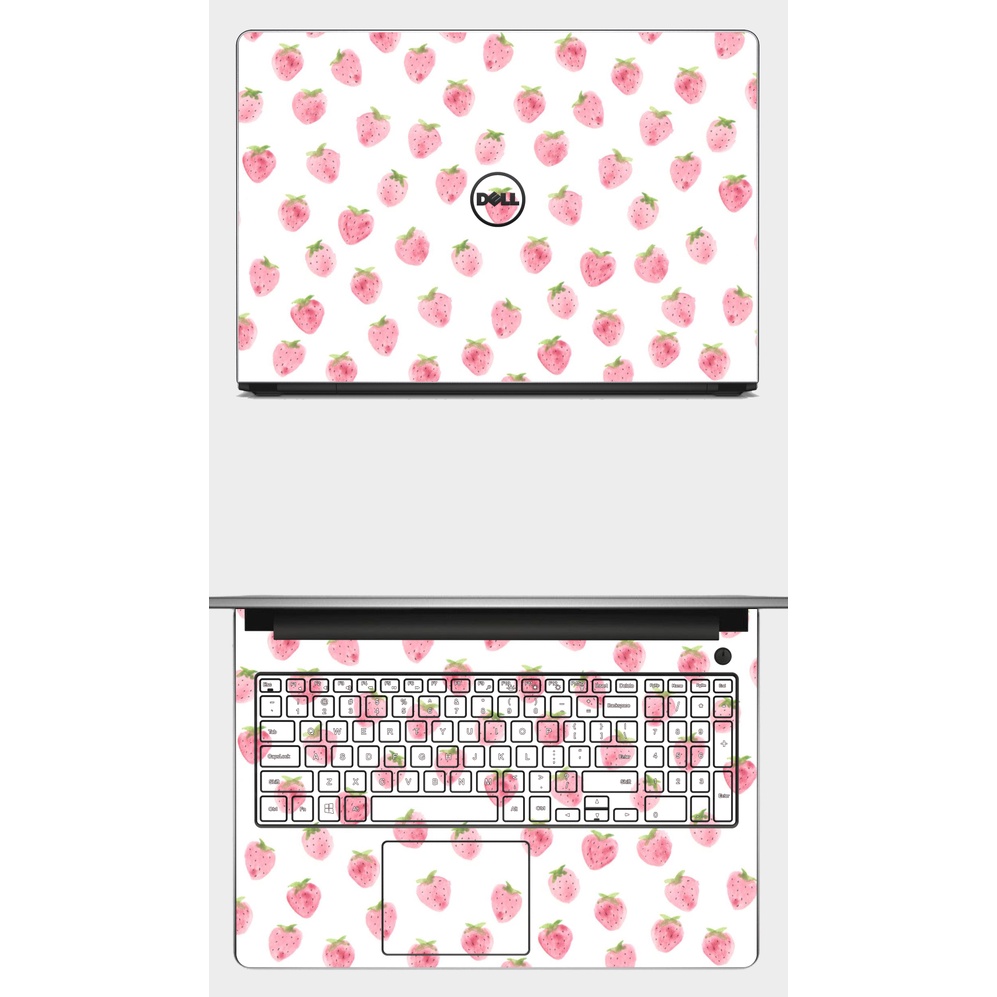 SKIN dán Laptop cute in hình DÂU TÂY xinh xẻo. Full các dòng máy: Asus, Acer, Dell, HP,.. In hình theo yêu cầu