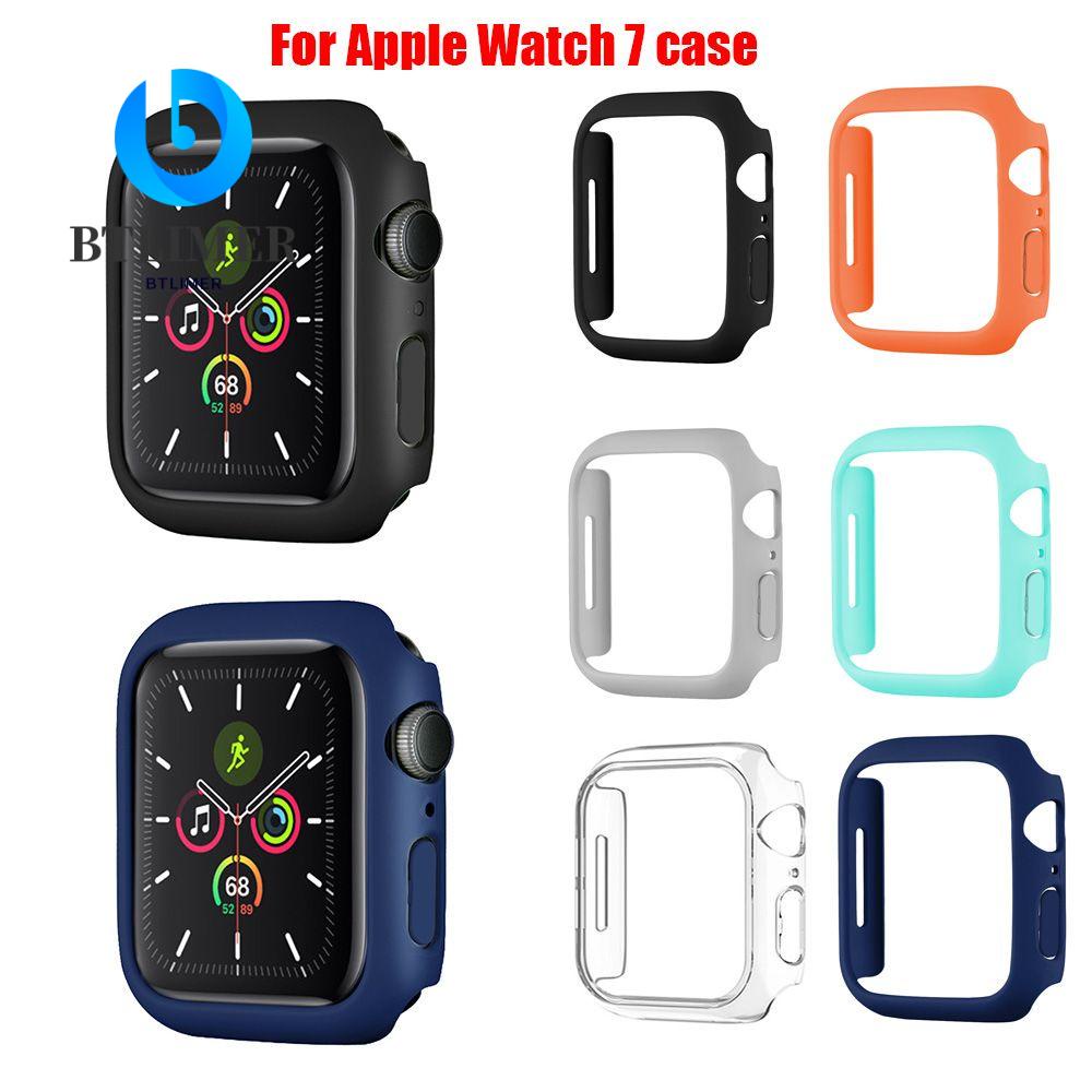 BTLIMER Fashion For Apple 7 Watch Shell Smart Watch iwatch 41mm 45mm Watch Case Frame PC Ultra-thin Half Pack Protector Case/Multicolor