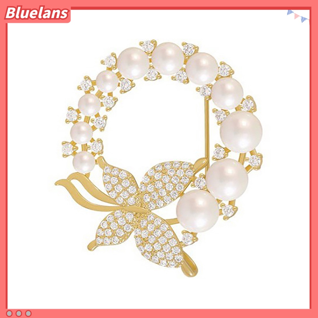 Ghim Cài Áo Hình Tròn Đính Ngọc Trai Giả Sang Trọng 48h