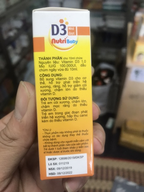 Canxi D3 NUTRI BABY-Canxi cho bé từ 0 tháng tuổi, giúp bổ sung vitamin D3 cho trẻ phát triển hệ xương, răng