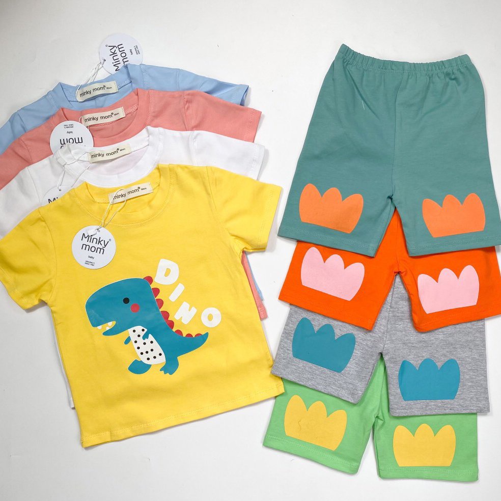 Bộ Cộc Tay Cotton 100% MINKY MOM In Hình Động Vật, Mềm Mịn, Thoáng Mát, Thấm Hút Mồ Hôi, Hàng Chuẩn Đẹp Cho Bé