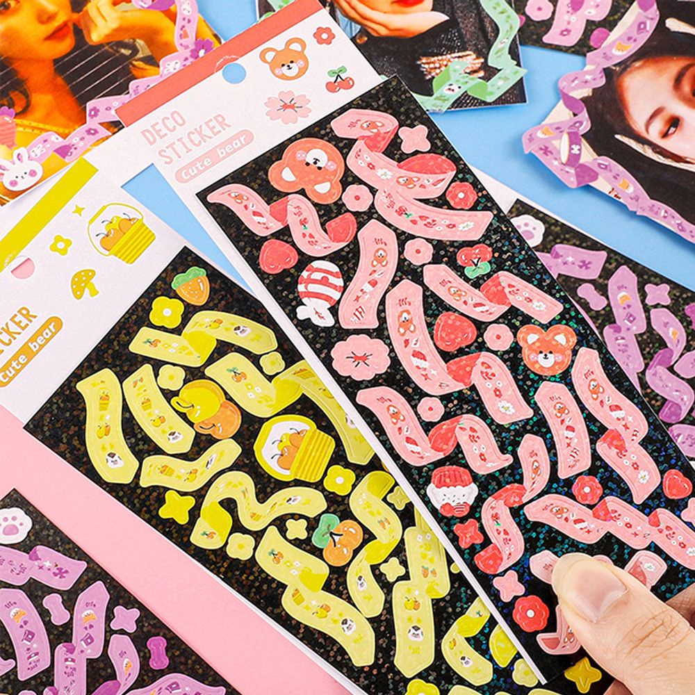 1 Tờ Sticker Dán Trang Trí Album Ảnh Họa Tiết Hoa Nhiều Màu Sắc Lấp Lánh DIY
