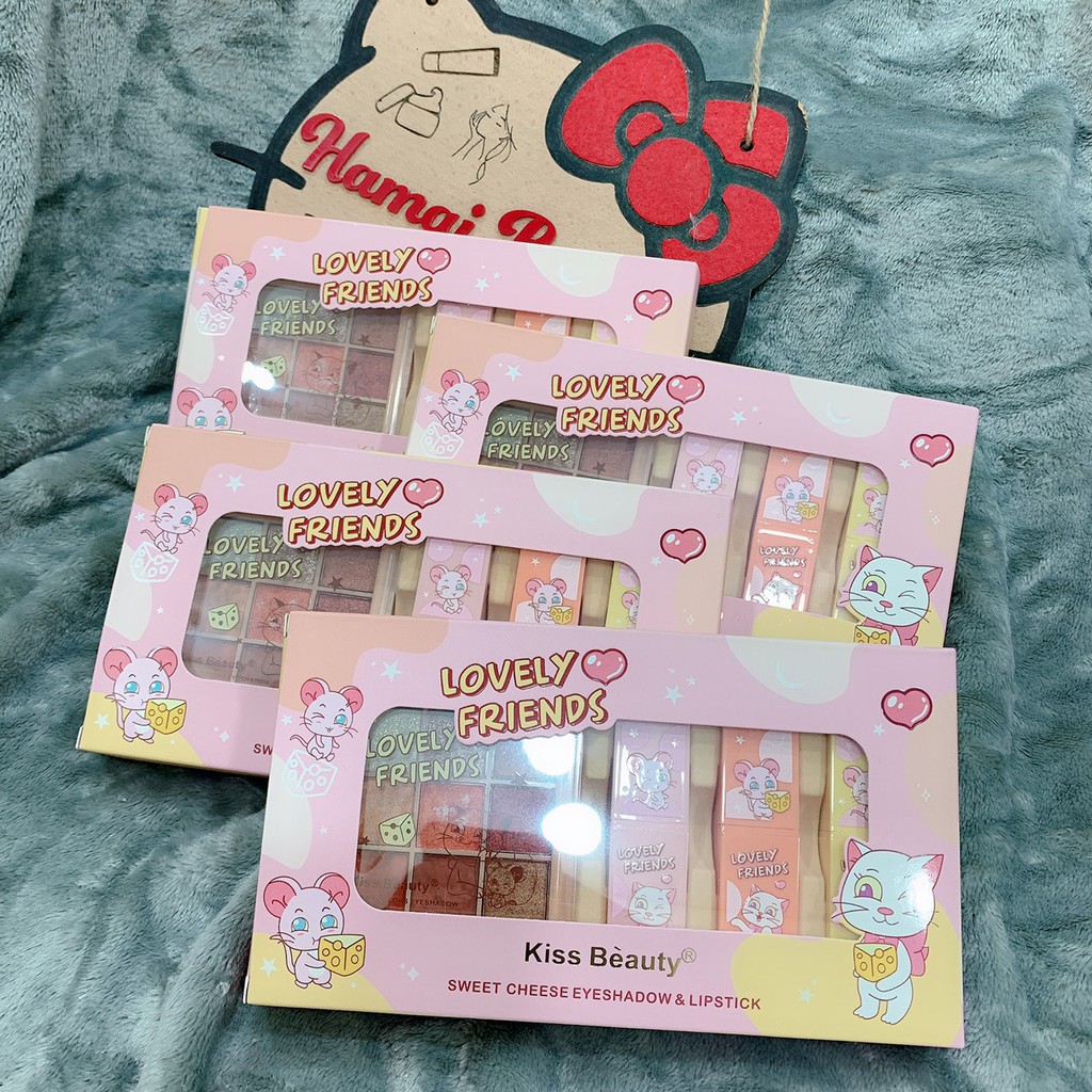 Set 3 son + phấn mắt Lovely kissbeauty G340 | BigBuy360 - bigbuy360.vn