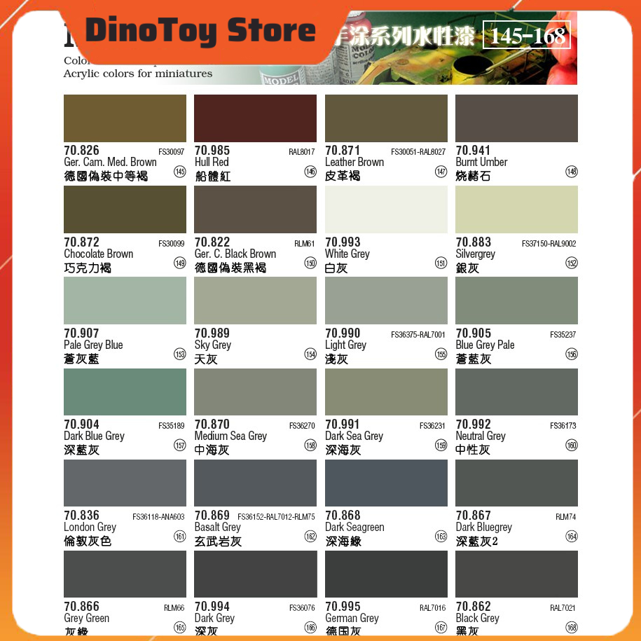 Sơn AV Vallejo model color từ 1 - 168 mã màu