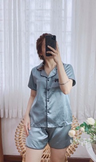 Đồ bộ pijama lụa nơ -tay ngắn quần ngắn