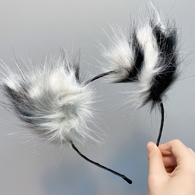 Băng Đô Tai Mèo Phối Lông Hóa Trang Lolita Dễ Thương