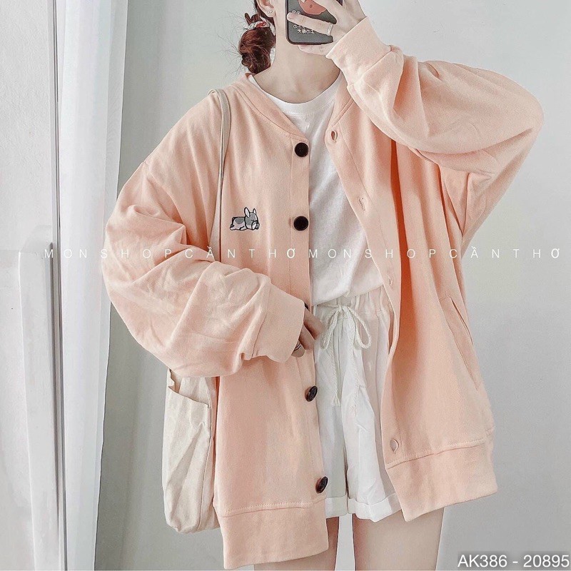 Áo Khoác Cardigan Nỉ Bông Thêu Chó Form Rộng Unisex Áo Khoác Nỉ Nữ Cardigan Nữ Cài Nút THÊU CHÓ - AK3386 | BigBuy360 - bigbuy360.vn