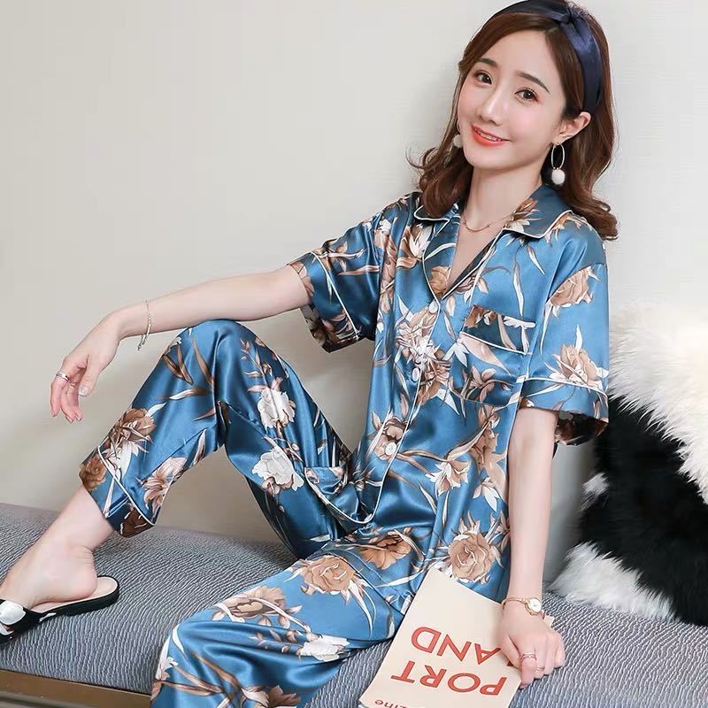 Bộ Đồ Ngủ Lụa Satin Plus Size M-5XL Dành Cho Nữ