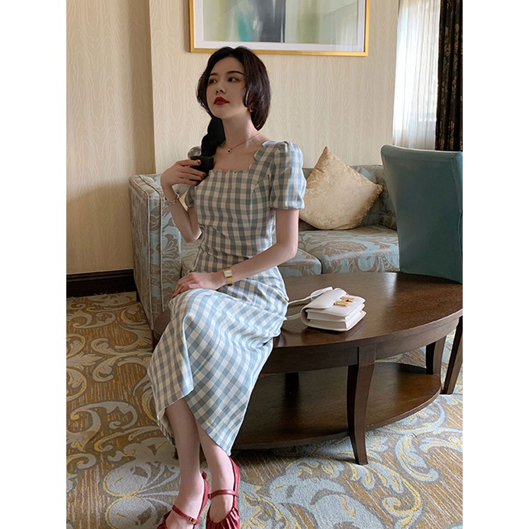 Đầm Tiểu Thư, Váy Tiểu Thư Mori Girl  Tay Phồng Họa Tiết Kẻ Siêu Ngọt Ngào Cho Nữ