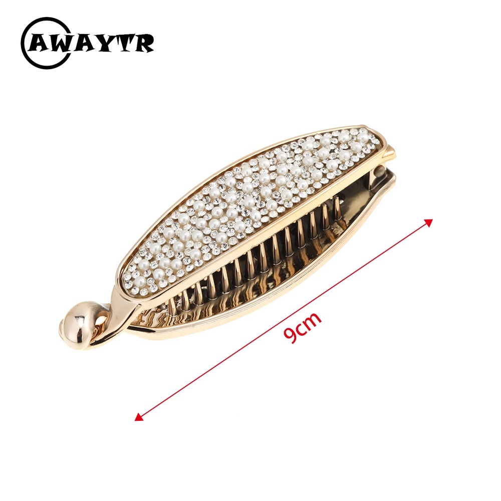 Kẹp tóc đính pha lê ngọc trai nhân tạo thời trang cho nữ